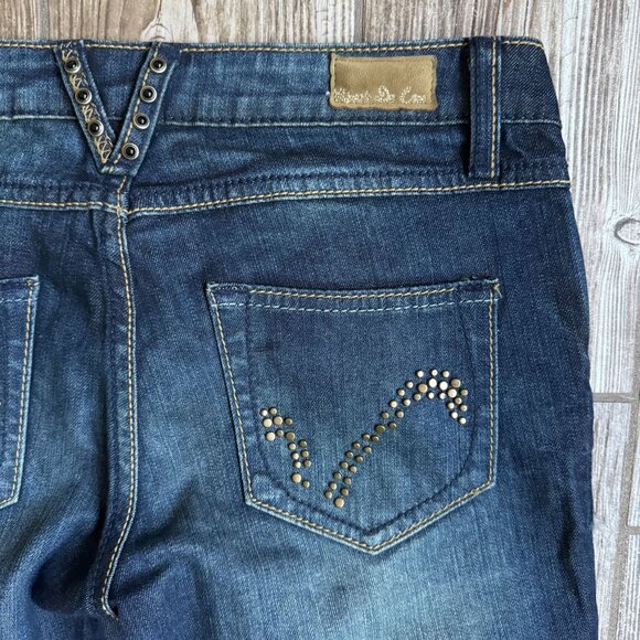 Rivet De Cru Straight Jeans Womens Size 28 Whiskered Stretch Embellished NEW Low - Picture 7 of 9